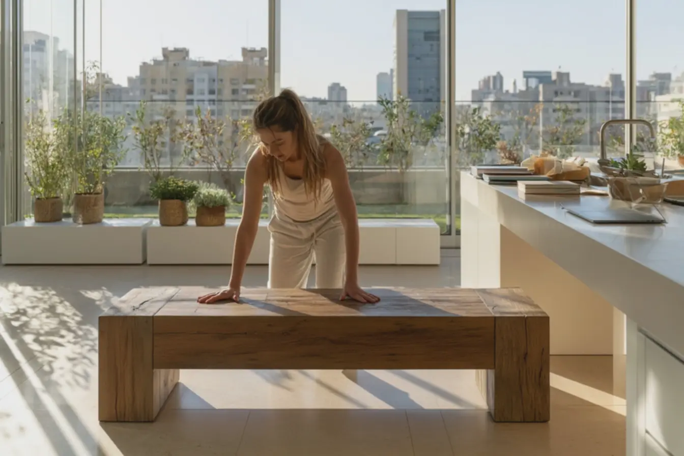 banco-auxiliar-multifuncional-em-madeira-escura-em-cozinha-integrada-iluminada 7 acessórios surpreendentes que elevam o conforto da sua casa sem complicar a rotina diária banco-auxiliar-multifuncional-em-madeira-escura-em-cozinha-integrada-iluminada 7 acessórios surpreendentes que elevam o conforto da sua casa sem complicar a rotina diária