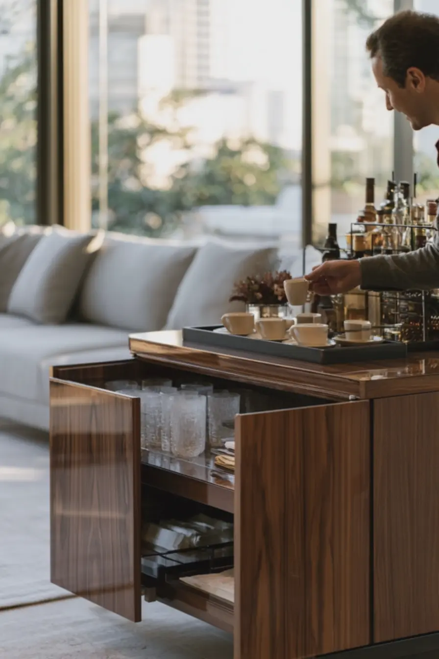 bandeja-no-aparador-com-xicaras-de-cafe-e-suporte-para-bebidas-para-recepcao-deconvidados O aparador voltou para a decoração, mas agora ele tem uma função muito mais estratégica bandeja-no-aparador-com-xicaras-de-cafe-e-suporte-para-bebidas-para-recepcao-deconvidados O aparador voltou para a decoração, mas agora ele tem uma função muito mais estratégica