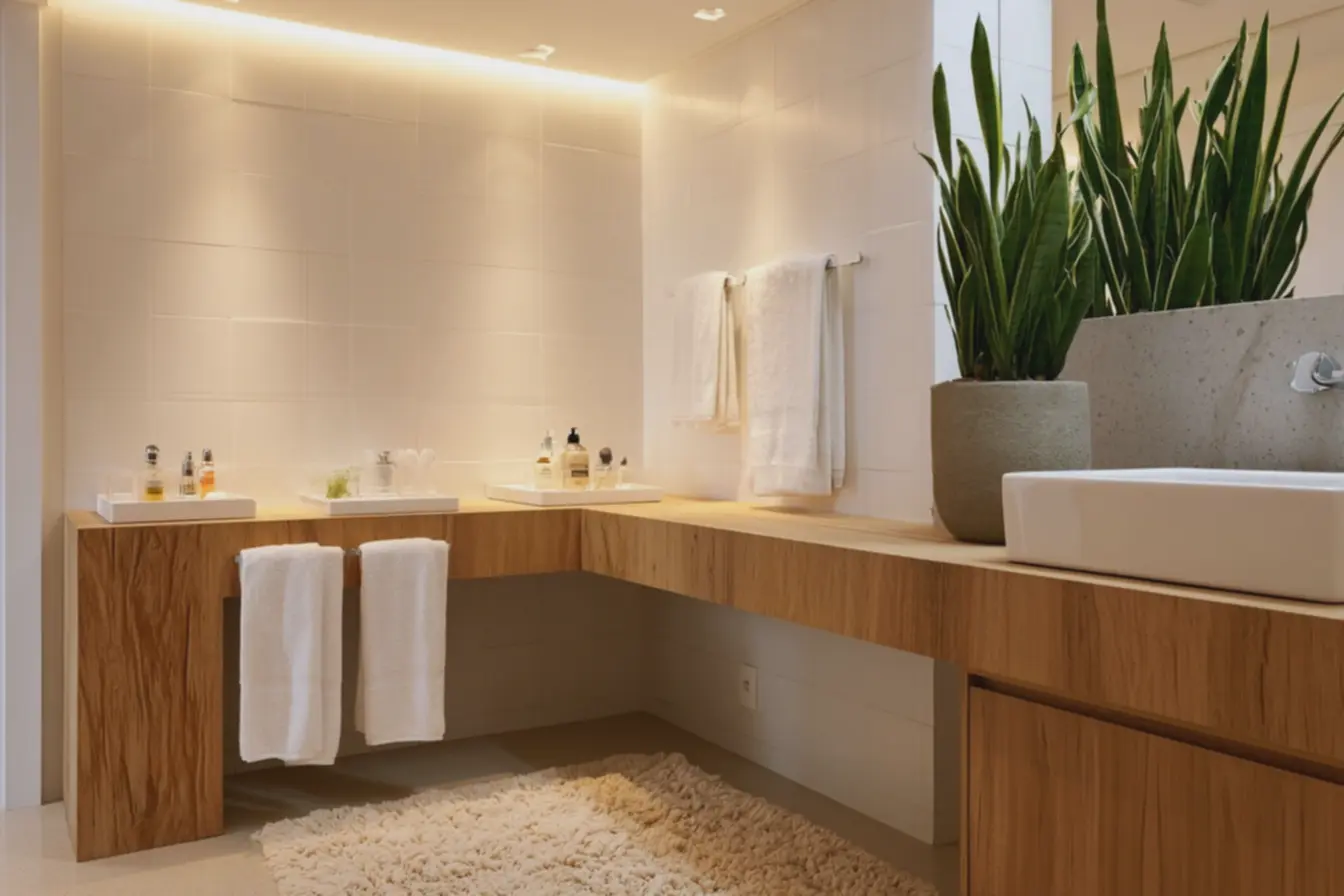 banheiro-acolhedor-e-organizado-com-iluminacao-natural-e-artificial-suaverefletindo-tranquilidade-e-cuidado-pessoal-para-corpo-e-mente O banheiro com cara de spa virou obsessão, mas dá para adaptar sem gastar uma fortuna banheiro-acolhedor-e-organizado-com-iluminacao-natural-e-artificial-suaverefletindo-tranquilidade-e-cuidado-pessoal-para-corpo-e-mente O banheiro com cara de spa virou obsessão, mas dá para adaptar sem gastar uma fortuna