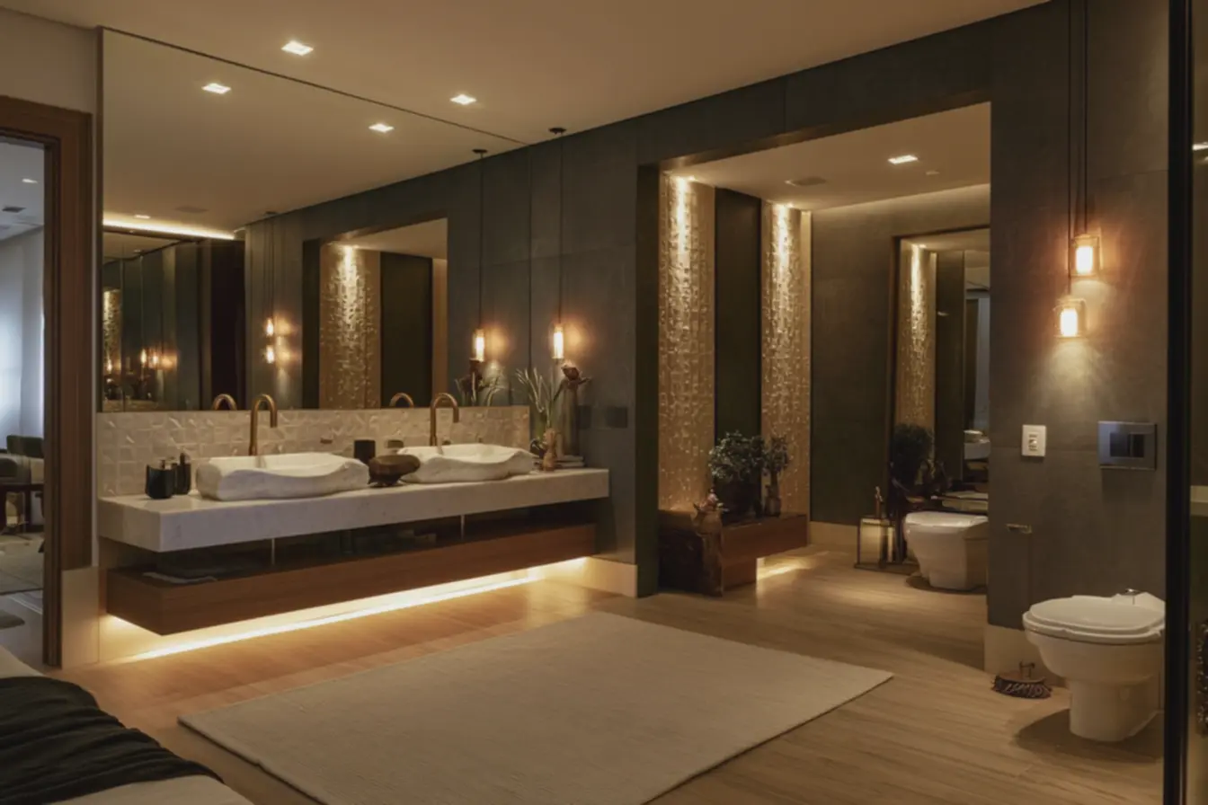banheiro-suite-sofisticado-com-parede-revestida-em-paineis-cimenticiostexturizados-cinza-escuro-e-pastilhas-3d-bege-decorativas Chega de parede lisa: Os novos revestimentos para banheiro chegaram para mudar tudo banheiro-suite-sofisticado-com-parede-revestida-em-paineis-cimenticiostexturizados-cinza-escuro-e-pastilhas-3d-bege-decorativas Chega de parede lisa: Os novos revestimentos para banheiro chegaram para mudar tudo