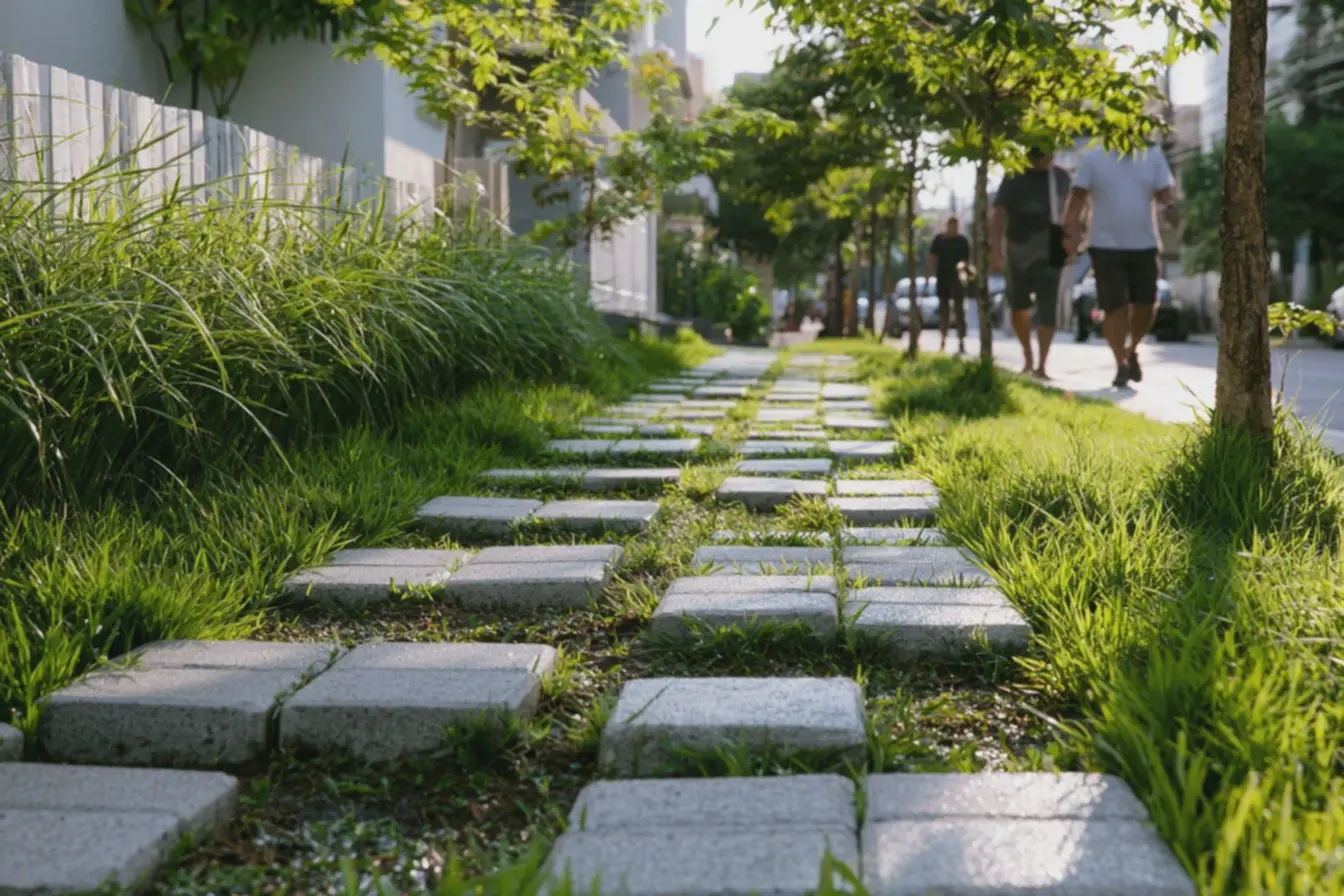 calcada-verde-residencial-com-pavers-permeaveis-e-grama-densa-para-melhordrenagem-urbana A calçada verde não é mais modinha: ela chegou pra ficar calcada-verde-residencial-com-pavers-permeaveis-e-grama-densa-para-melhordrenagem-urbana A calçada verde não é mais modinha: ela chegou pra ficar