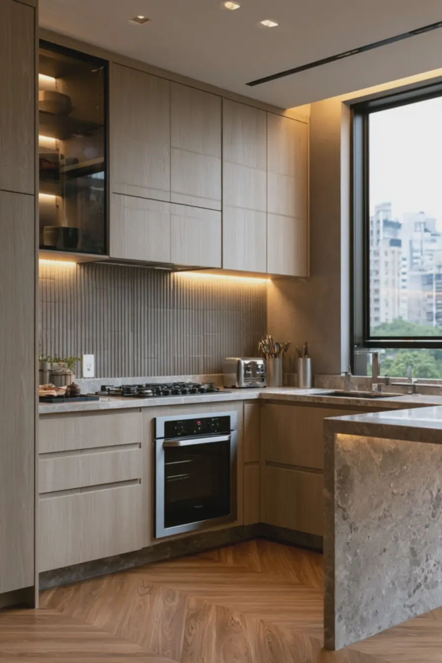 cozinha-contemporanea-com-moveis-em-madeira-fosca-texturizada-e-iluminacaonatural-suave O toque de textura na cozinha que traz aconchego e sai do óbvio sem perder a sofisticação cozinha-contemporanea-com-moveis-em-madeira-fosca-texturizada-e-iluminacaonatural-suave O toque de textura na cozinha que traz aconchego e sai do óbvio sem perder a sofisticação