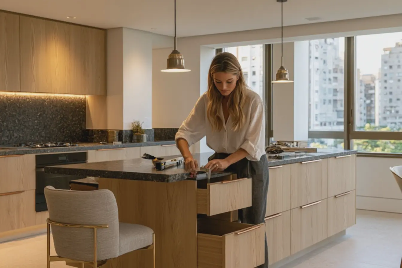 cozinha-integrada-com-sala-de-jantar-destaque-para-puxadores-em-cobre-polido Decoração atemporal: o detalhe simples que muda tudo no seu ambiente cozinha-integrada-com-sala-de-jantar-destaque-para-puxadores-em-cobre-polido Decoração atemporal: o detalhe simples que muda tudo no seu ambiente
