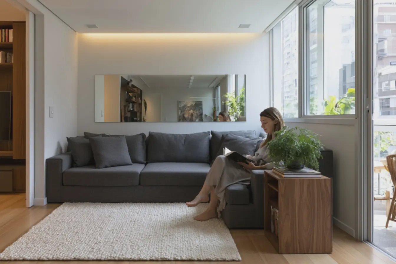 decoracao-minimalista-com-sofa-cinza-e-aparador-de-madeira-iluminados-pela-luzrefletida-no-espelho A decoração com espelhos voltou mais ousada e pode transformar ambientes pequenos decoracao-minimalista-com-sofa-cinza-e-aparador-de-madeira-iluminados-pela-luzrefletida-no-espelho A decoração com espelhos voltou mais ousada e pode transformar ambientes pequenos