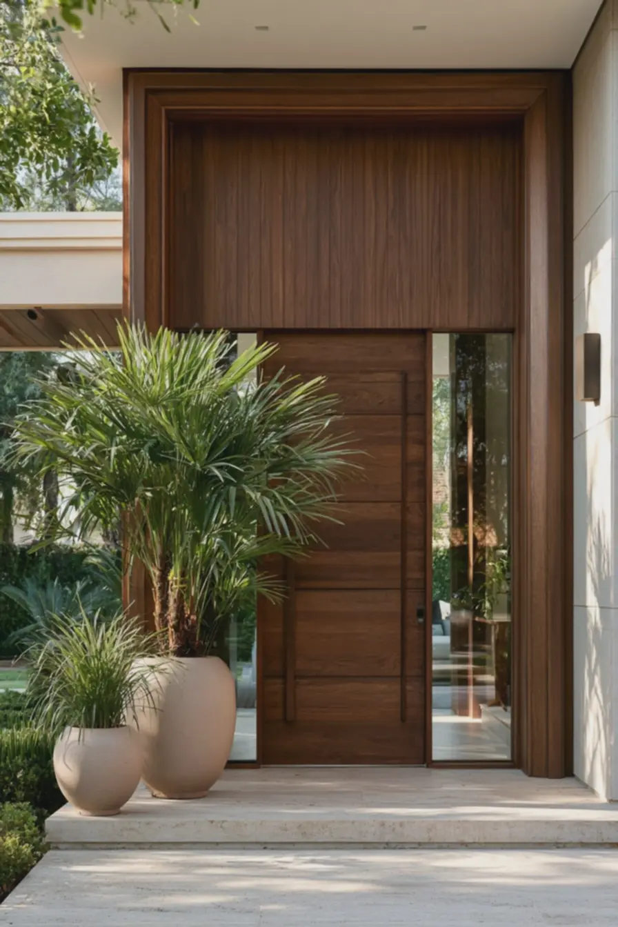 entrada-residencial-com-porta-de-madeira-escura-e-vasos-de-plantas-em-tonsneutros A presença das plantas na entrada que faz a casa parecer convidativa sem exageros visuais entrada-residencial-com-porta-de-madeira-escura-e-vasos-de-plantas-em-tonsneutros A presença das plantas na entrada que faz a casa parecer convidativa sem exageros visuais
