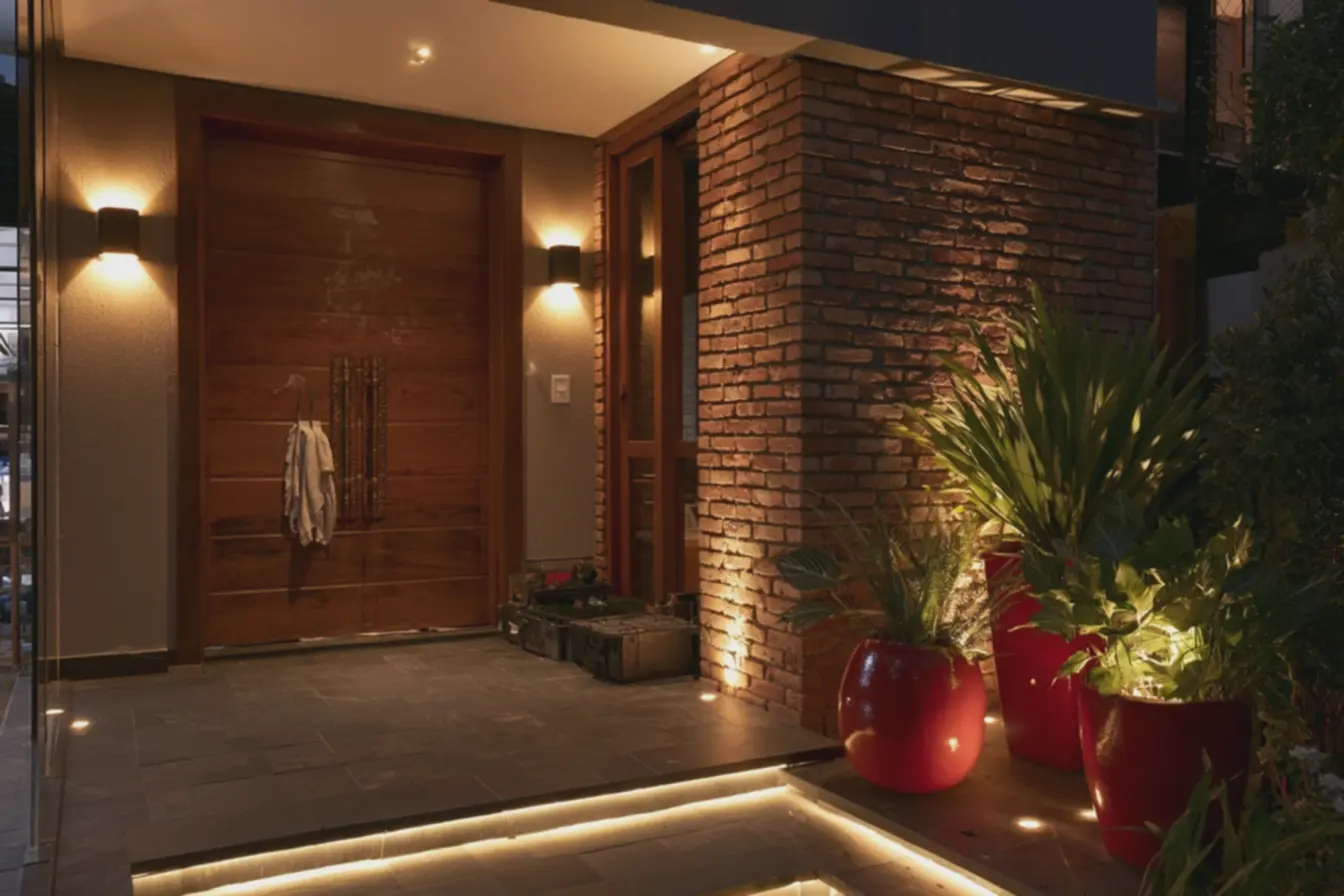 equipe-trabalhando-com-iluminacao-quente-em-arandelas-modernas-e-parede-detijolos-aparentes-rusticos-detalhados A entrada da casa está virando cartão de visita, e esses detalhes fazem diferença equipe-trabalhando-com-iluminacao-quente-em-arandelas-modernas-e-parede-detijolos-aparentes-rusticos-detalhados A entrada da casa está virando cartão de visita, e esses detalhes fazem diferença