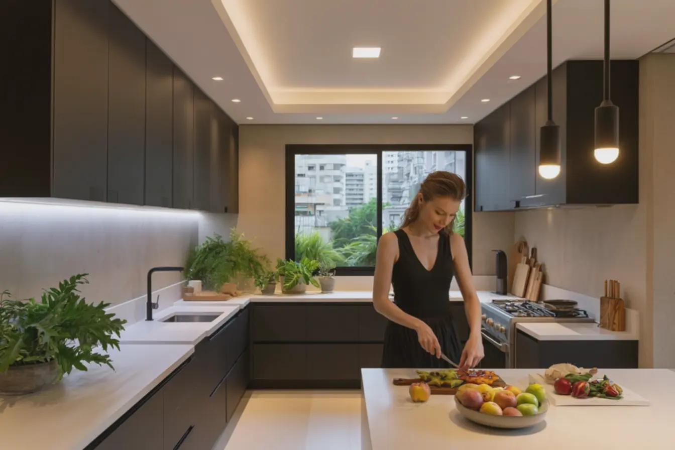 espaco-funcional-e-harmonioso-com-piso-porcelanato-off-white-e-parede-begeacinzentada-em-cozinha-contemporanea As cozinhas escuras voltaram, mas não do jeito pesado que muita gente imagina espaco-funcional-e-harmonioso-com-piso-porcelanato-off-white-e-parede-begeacinzentada-em-cozinha-contemporanea As cozinhas escuras voltaram, mas não do jeito pesado que muita gente imagina