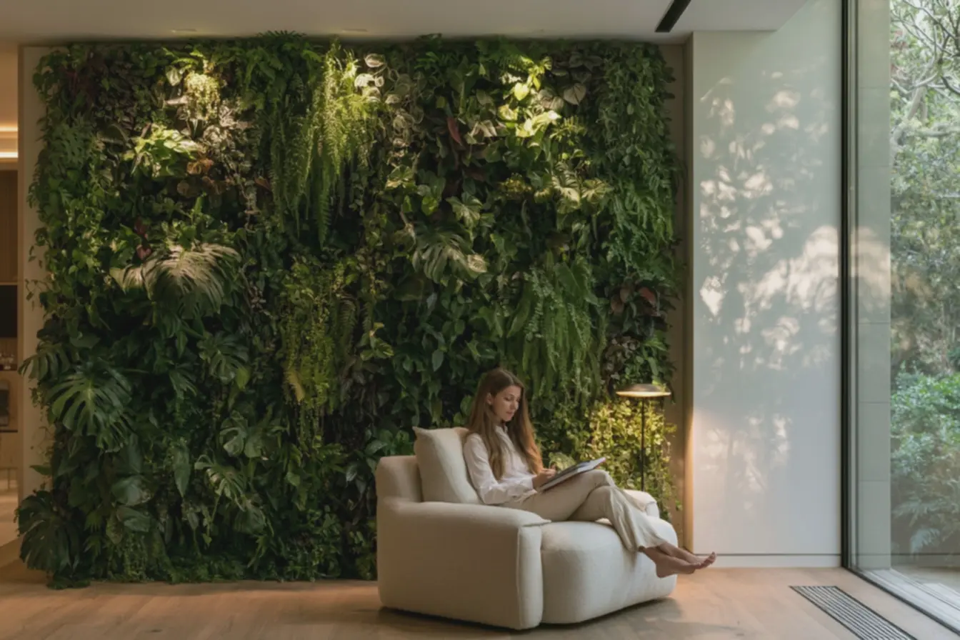 mulher-sentada-em-poltrona-ao-lado-de-parede-viva-com-samambaias-peperomias-eripsalis-em-recanto-de-leitura O verde que conquista: ideias para criar paredes vivas que parecem verdadeiros refúgios naturais mulher-sentada-em-poltrona-ao-lado-de-parede-viva-com-samambaias-peperomias-eripsalis-em-recanto-de-leitura O verde que conquista: ideias para criar paredes vivas que parecem verdadeiros refúgios naturais
