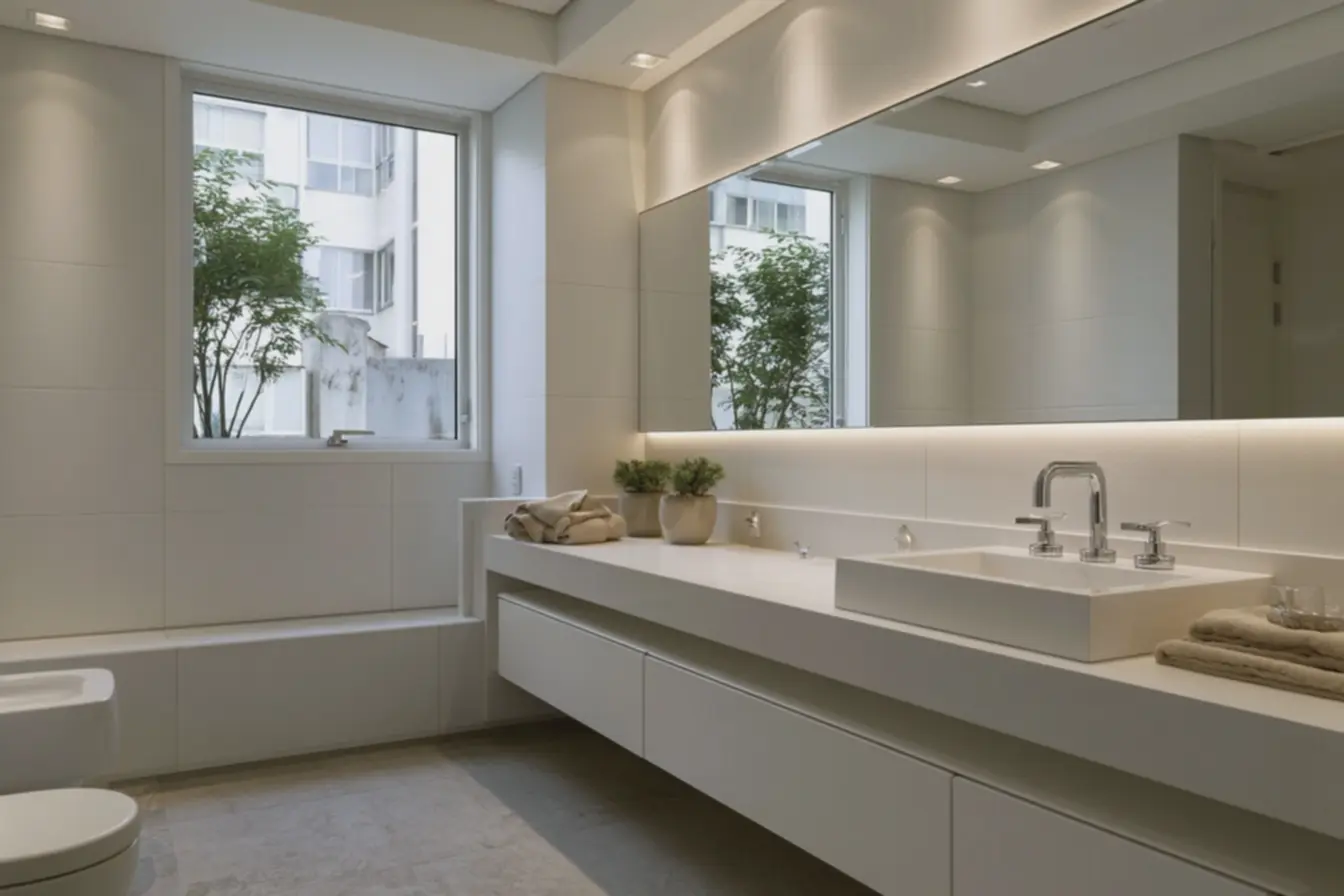 parede-de-banheiro-com-grandes-placas-porcelanicas-sem-juntas-aparentes-ambientemoderno-e-funcional-com-acabamento-impecavel Chega de parede lisa: Os novos revestimentos para banheiro chegaram para mudar tudo parede-de-banheiro-com-grandes-placas-porcelanicas-sem-juntas-aparentes-ambientemoderno-e-funcional-com-acabamento-impecavel Chega de parede lisa: Os novos revestimentos para banheiro chegaram para mudar tudo