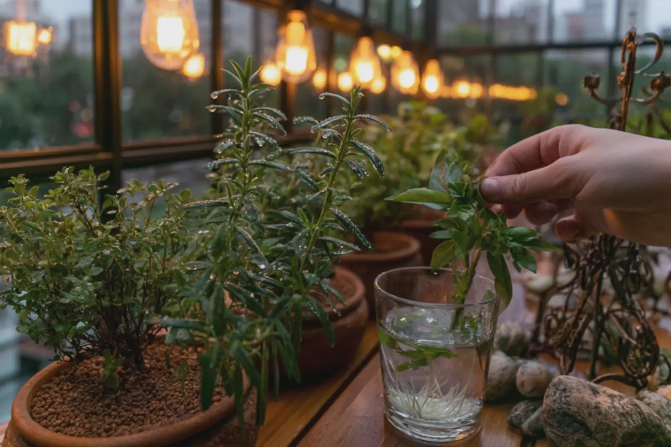 propagacao-de-manjericao-em-copo-com-agua-cristalina-mostrando-pequenas-raizesbrancas-em-ambiente-caseiro Essas são as melhores plantas aromáticas pra você plantar dentro da sua casa propagacao-de-manjericao-em-copo-com-agua-cristalina-mostrando-pequenas-raizesbrancas-em-ambiente-caseiro Essas são as melhores plantas aromáticas pra você plantar dentro da sua casa