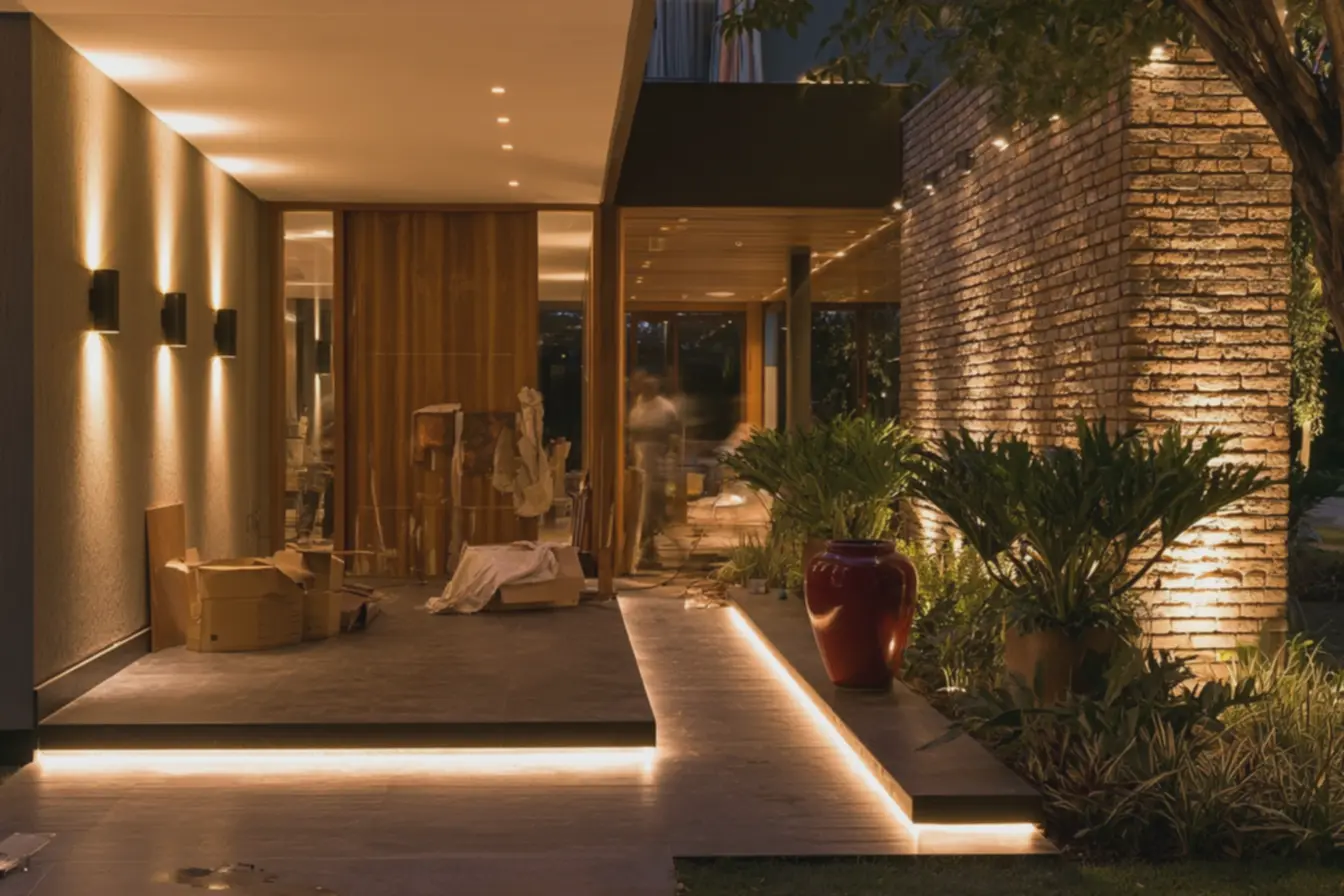 reforma-noturna-na-entrada-de-casa-com-instalacao-de-fitas-de-led-embutidas-empiso-de-porcelanato-escuro A entrada da casa está virando cartão de visita, e esses detalhes fazem diferença reforma-noturna-na-entrada-de-casa-com-instalacao-de-fitas-de-led-embutidas-empiso-de-porcelanato-escuro A entrada da casa está virando cartão de visita, e esses detalhes fazem diferença