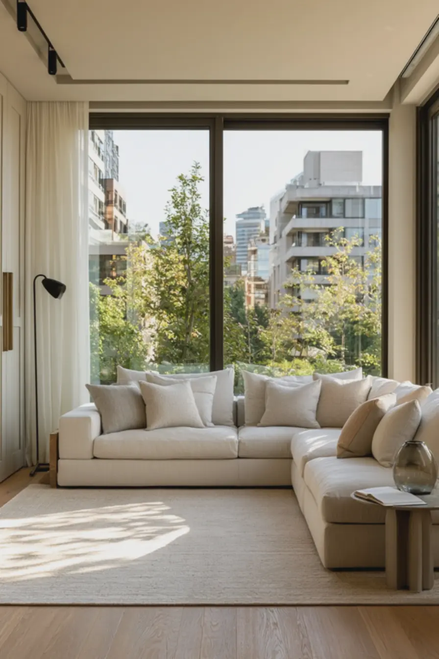 sala-de-estar-com-tons-suaves-e-naturais-proporcionando-ambiente-fresco-emoderno Como combinar tons suaves para renovar a decoração sem perder a sensação de frescor e modernidade sala-de-estar-com-tons-suaves-e-naturais-proporcionando-ambiente-fresco-emoderno Como combinar tons suaves para renovar a decoração sem perder a sensação de frescor e modernidade