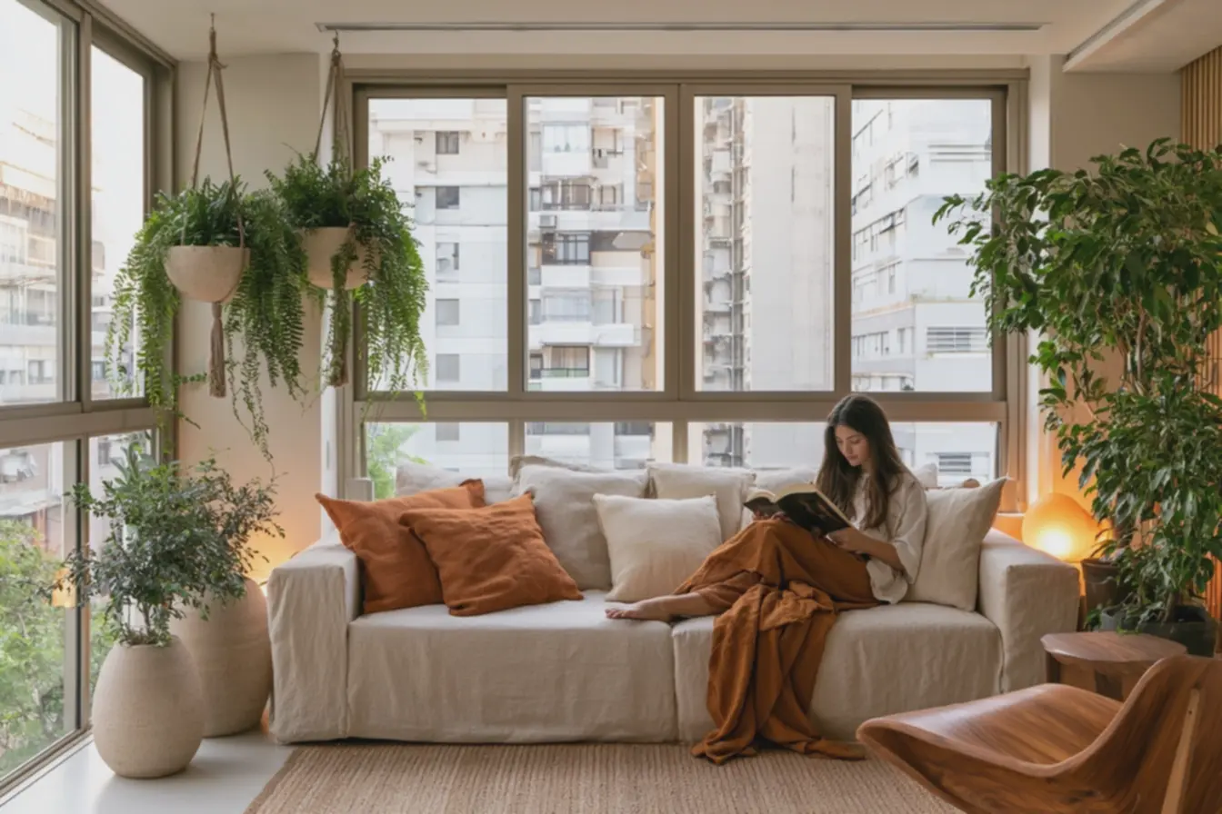 sala-de-estar-estilo-japandi-com-sofa-bege-de-linho-e-almofadas-em-tons-terrososnaturais O estilo japandi continua vivo, mas ficou mais quente, orgânico e menos engessado sala-de-estar-estilo-japandi-com-sofa-bege-de-linho-e-almofadas-em-tons-terrososnaturais O estilo japandi continua vivo, mas ficou mais quente, orgânico e menos engessado