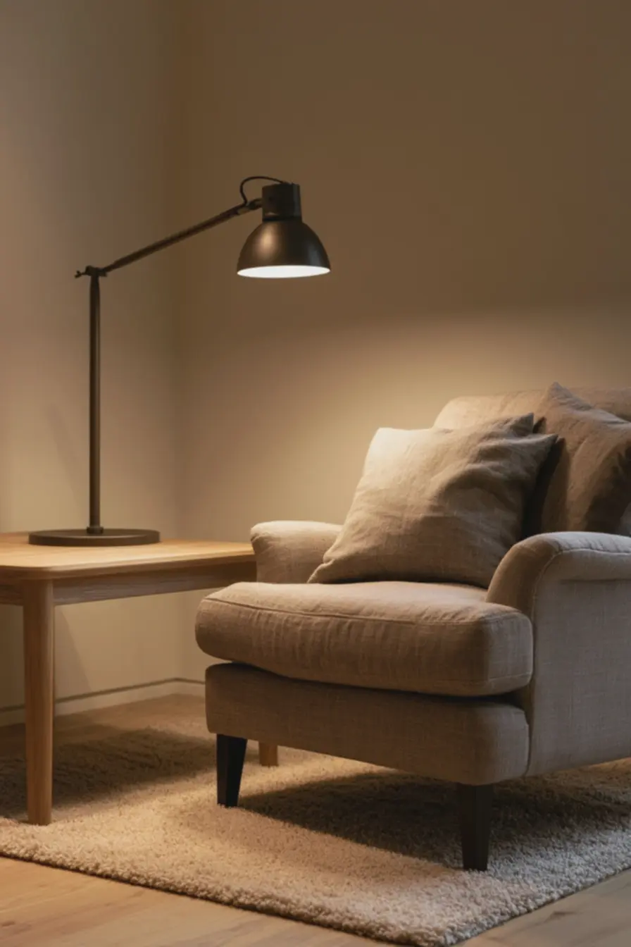 sala-de-leitura-aconchegante-com-luminaria-de-mesa-regulavel-em-metal-escuro 7 acessórios surpreendentes que elevam o conforto da sua casa sem complicar a rotina diária sala-de-leitura-aconchegante-com-luminaria-de-mesa-regulavel-em-metal-escuro 7 acessórios surpreendentes que elevam o conforto da sua casa sem complicar a rotina diária