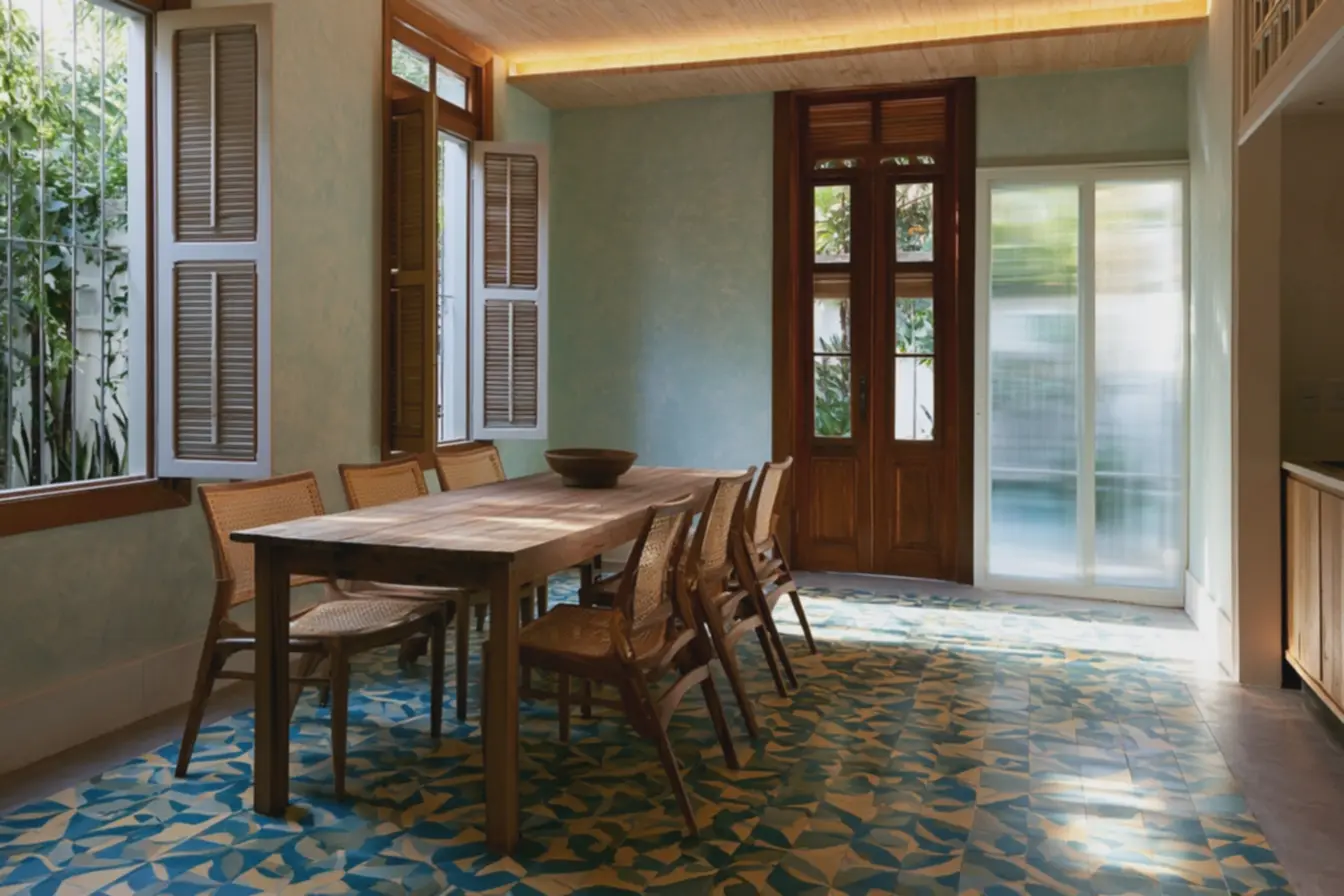 sala-pequena-integrada-a-cozinha-funcional-em-casa-colonial-simples-com-pisohidraulico-colorido Casas estilo colonial simples: Veja as fotos e modelos mais lindos sala-pequena-integrada-a-cozinha-funcional-em-casa-colonial-simples-com-pisohidraulico-colorido Casas estilo colonial simples: Veja as fotos e modelos mais lindos