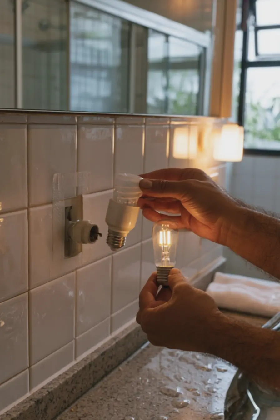 troca-pratica-de-lampadas-fluorescentes-por-leds-de-luz-quente-em-banheirofuncional-com-azulejos-brancos-e-box-de-vidro O banheiro com cara de spa virou obsessão, mas dá para adaptar sem gastar uma fortuna troca-pratica-de-lampadas-fluorescentes-por-leds-de-luz-quente-em-banheirofuncional-com-azulejos-brancos-e-box-de-vidro O banheiro com cara de spa virou obsessão, mas dá para adaptar sem gastar uma fortuna