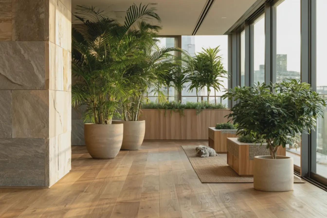 vasos-de-ceramica-contendo-palmeiras-areca-e-plantas-sempre-vivas-em-ambienteresidencial-contemporaneo Essa combinação de madeira, pedra e verde está aparecendo nos projetos mais atuais vasos-de-ceramica-contendo-palmeiras-areca-e-plantas-sempre-vivas-em-ambienteresidencial-contemporaneo Essa combinação de madeira, pedra e verde está aparecendo nos projetos mais atuais