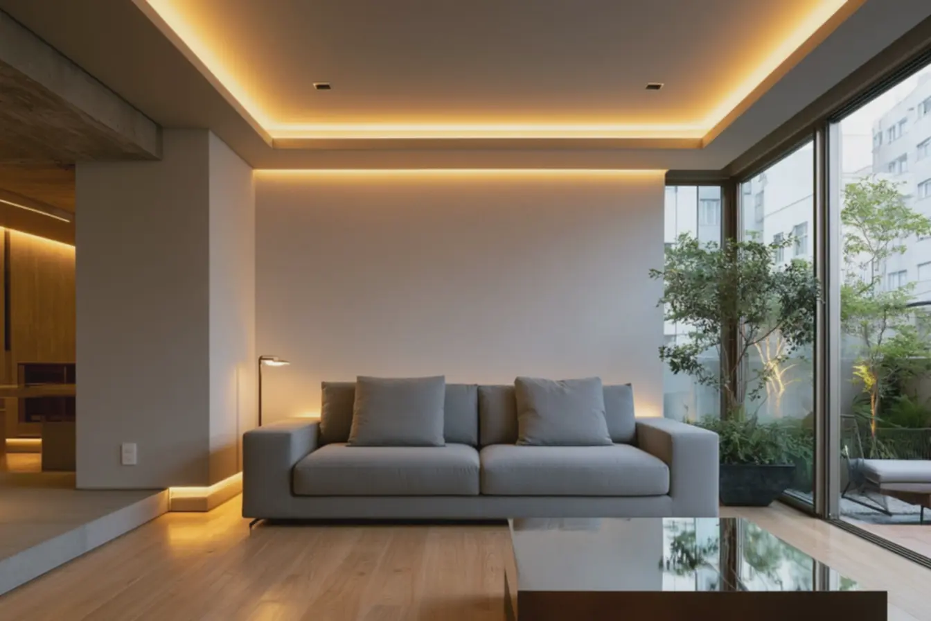 abajur-moderno-como-luz-de-tarefa-complementar-em-cenario-com-iluminacao-emcamadas-por-leds Iluminação em camadas: onde instalar LEDs para ampliar ambientes pequenos abajur-moderno-como-luz-de-tarefa-complementar-em-cenario-com-iluminacao-emcamadas-por-leds Iluminação em camadas: onde instalar LEDs para ampliar ambientes pequenos