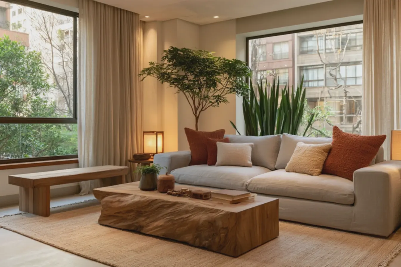 ambiente-aconchegante-com-mesa-de-centro-e-banco-em-madeira-natural-fosca-eplantas-verdes Adeus minimalismo frio: Veja esses modelos de decoração simples e cheia de estilo ambiente-aconchegante-com-mesa-de-centro-e-banco-em-madeira-natural-fosca-eplantas-verdes Adeus minimalismo frio: Veja esses modelos de decoração simples e cheia de estilo