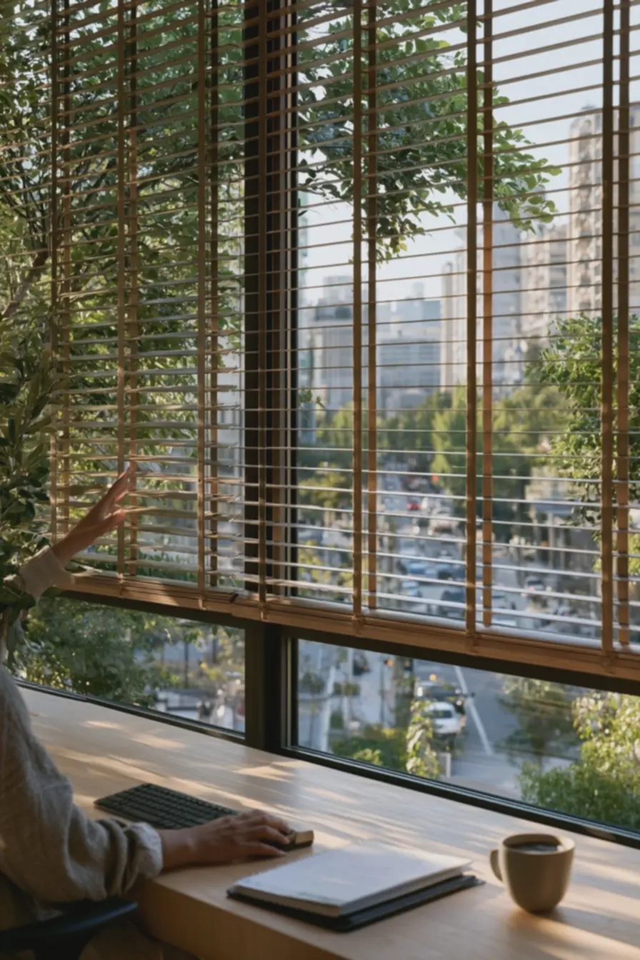 ambiente-de-home-office-com-persianas-que-filtram-luz-e-aumentam-confortotermico-e-acustico Persianas e clima: materiais e lâminas que reduzem calor e ruído ambiente-de-home-office-com-persianas-que-filtram-luz-e-aumentam-confortotermico-e-acustico Persianas e clima: materiais e lâminas que reduzem calor e ruído