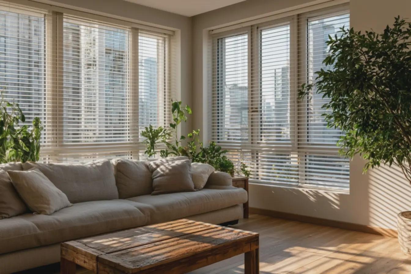 ambiente-pratico-com-piso-de-madeira-clara-plantas-verdes-e-persiana-com-brilhometalico Como decorar com persianas do jeito certo: As dicas que não te contam ambiente-pratico-com-piso-de-madeira-clara-plantas-verdes-e-persiana-com-brilhometalico Como decorar com persianas do jeito certo: As dicas que não te contam