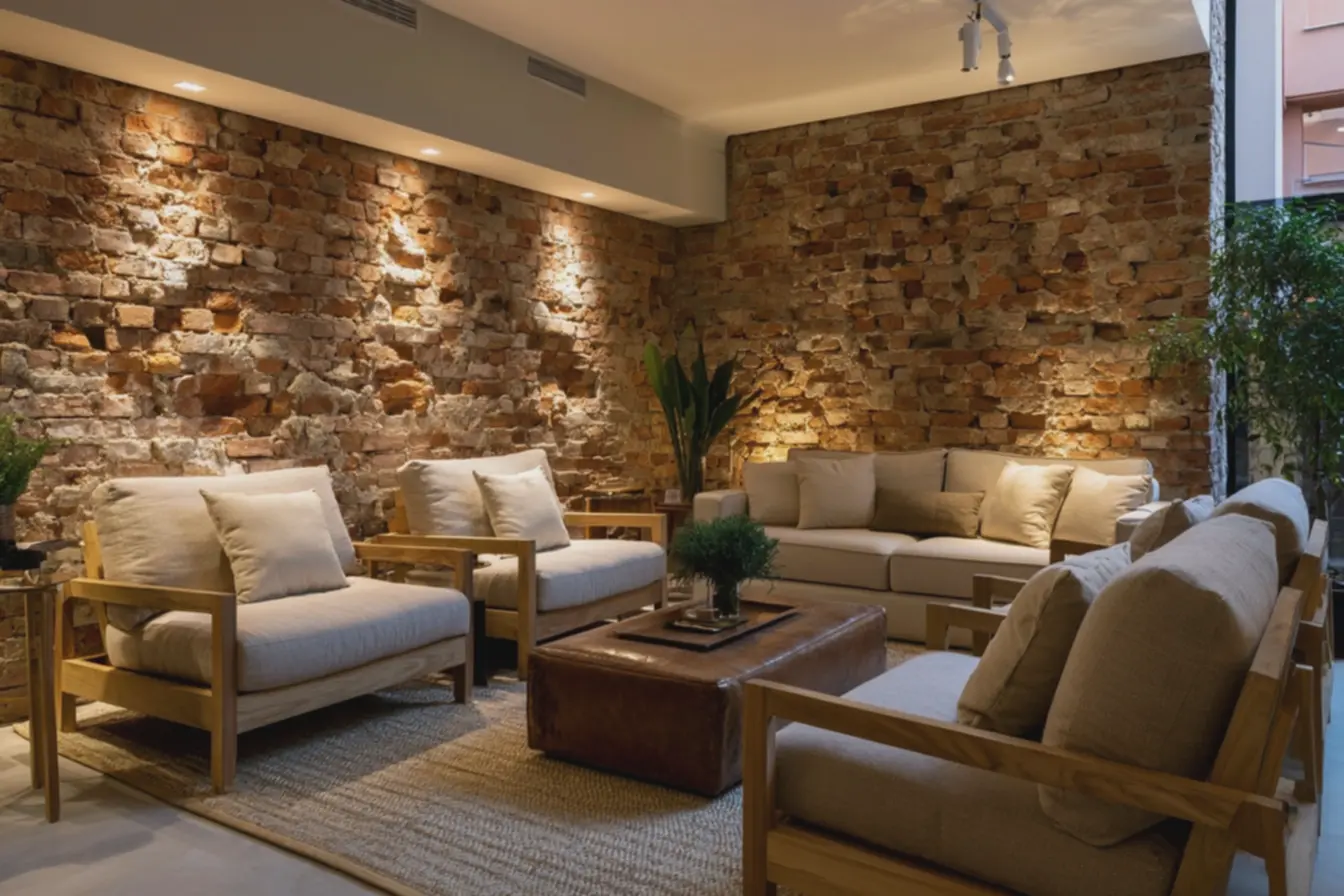 ambiente-rustico-e-moderno-com-poltronas-bege-tapete-natural-e-mesa-de-centro-emcouro-envelhecido Parede de tijolo a vista rústico: o detalhe que muda toda a atmosfera da sua casa ambiente-rustico-e-moderno-com-poltronas-bege-tapete-natural-e-mesa-de-centro-emcouro-envelhecido Parede de tijolo a vista rústico: o detalhe que muda toda a atmosfera da sua casa