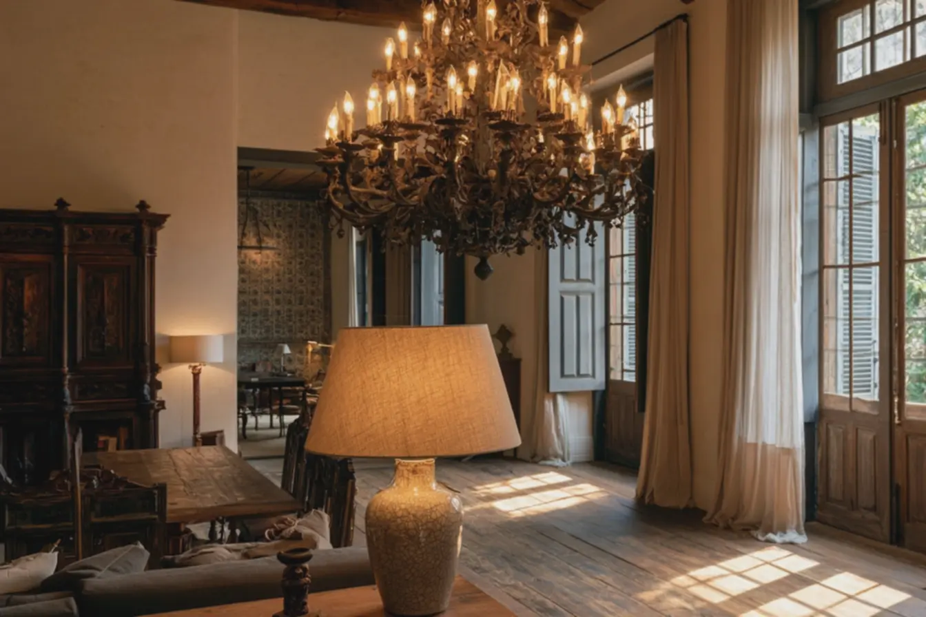 ampla-sala-colonial-com-pe-direito-duplo-e-lustre-grande-de-latao-envelhecidoiluminando-paredes-bege-claro Iluminação na decoração colonial: abajures, lustres e luz natural para ambientes históricos ampla-sala-colonial-com-pe-direito-duplo-e-lustre-grande-de-latao-envelhecidoiluminando-paredes-bege-claro Iluminação na decoração colonial: abajures, lustres e luz natural para ambientes históricos
