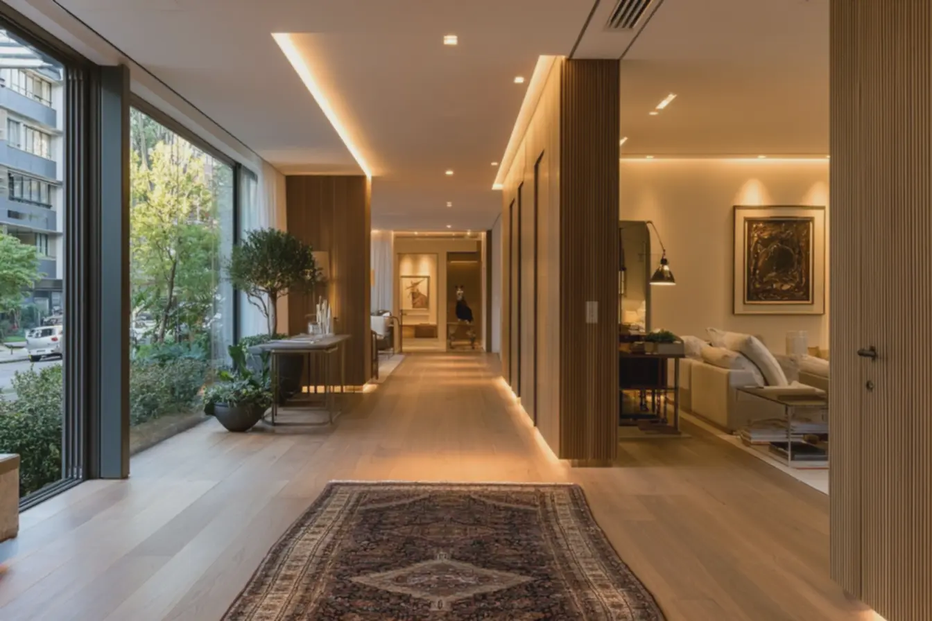 ausencia-de-rodape-visivel-em-hall-de-entrada-criando-fluxo-visual-continuo-queamplia-visualmente-ambientes-residenciais Revestimento para parede que amplia visualmente corredores e hall de entrada ausencia-de-rodape-visivel-em-hall-de-entrada-criando-fluxo-visual-continuo-queamplia-visualmente-ambientes-residenciais Revestimento para parede que amplia visualmente corredores e hall de entrada