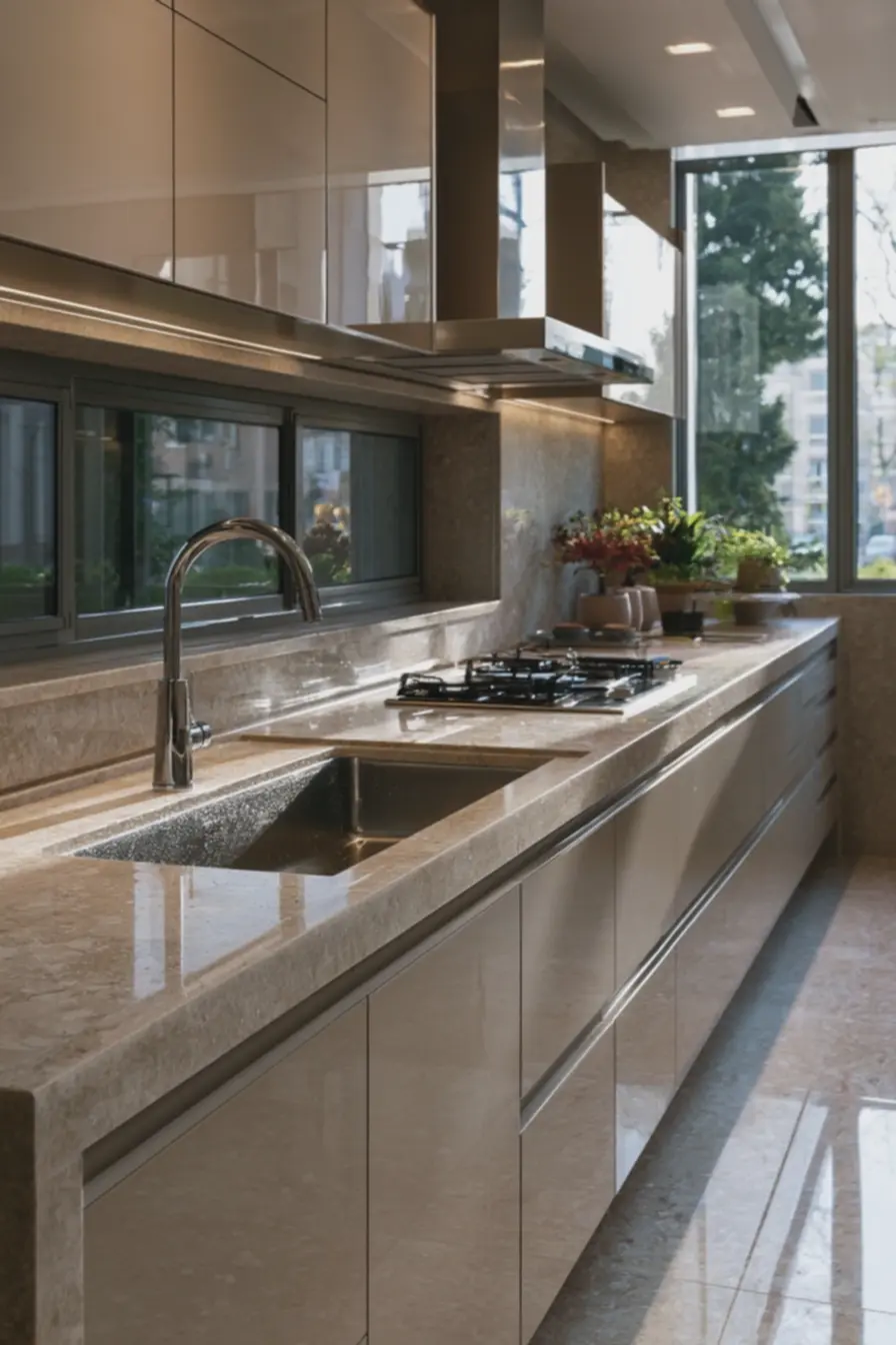 bancada-clara-resistente-ao-vapor-com-gotas-de-agua-sobre-pia-de-inox-escovadona-cozinha Cozinha com toque europeu: materiais que resistem ao calor e à umidade bancada-clara-resistente-ao-vapor-com-gotas-de-agua-sobre-pia-de-inox-escovadona-cozinha Cozinha com toque europeu: materiais que resistem ao calor e à umidade
