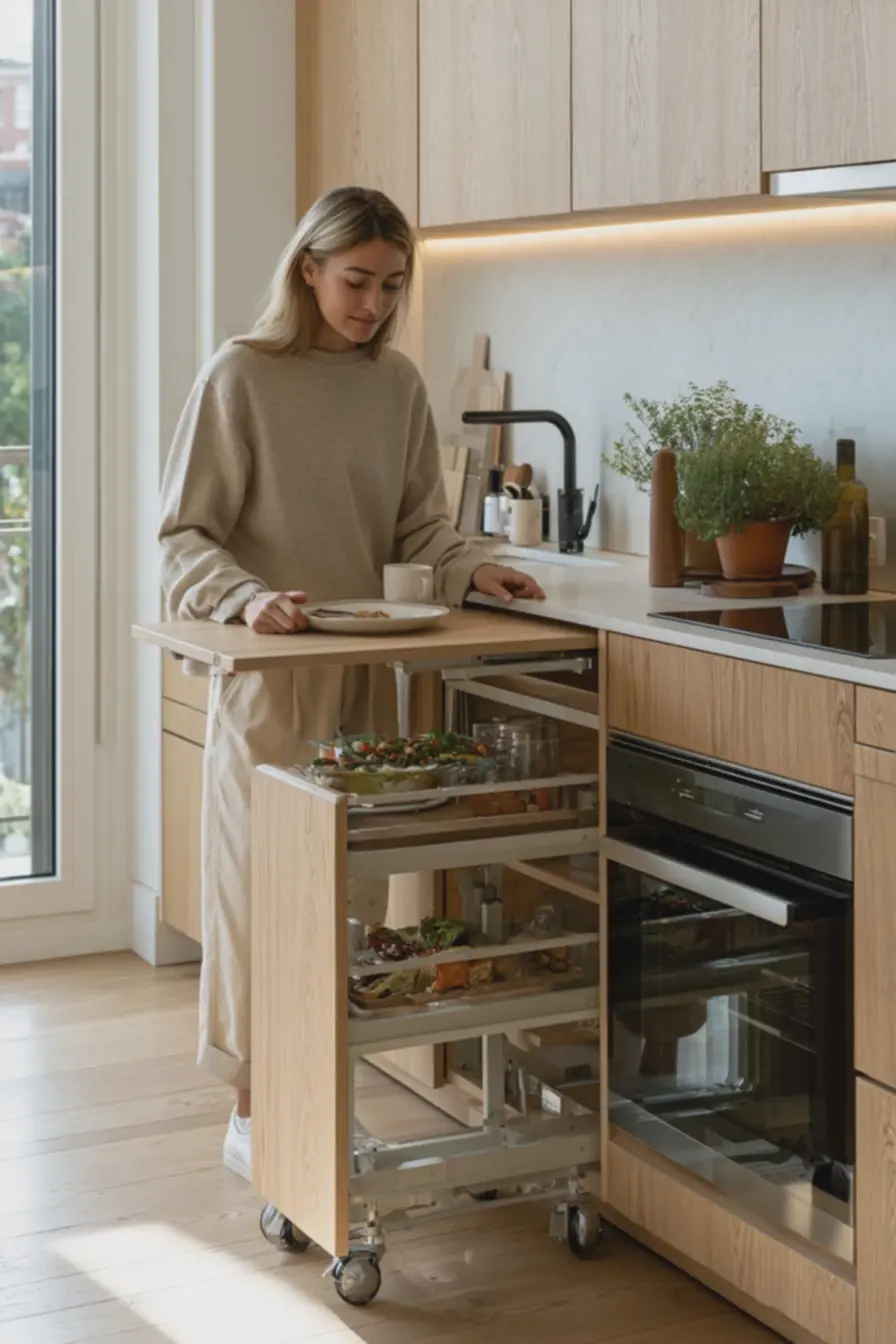 bancada-retratil-laminada-clara-sendo-puxada-com-suporte-firme-em-cozinhapequena Zonas flexíveis: ilhas móveis e bancadas retráteis que ampliam cozinhas pequenas bancada-retratil-laminada-clara-sendo-puxada-com-suporte-firme-em-cozinhapequena Zonas flexíveis: ilhas móveis e bancadas retráteis que ampliam cozinhas pequenas