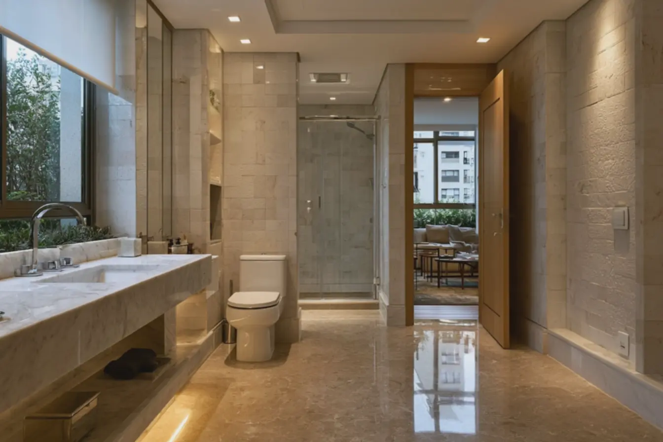 banheiro-pequeno-com-piso-porcelanato-bege-e-revestimento-off-white-texturizado Qual tamanho ideal do banheiro banheiro-pequeno-com-piso-porcelanato-bege-e-revestimento-off-white-texturizado Qual tamanho ideal do banheiro