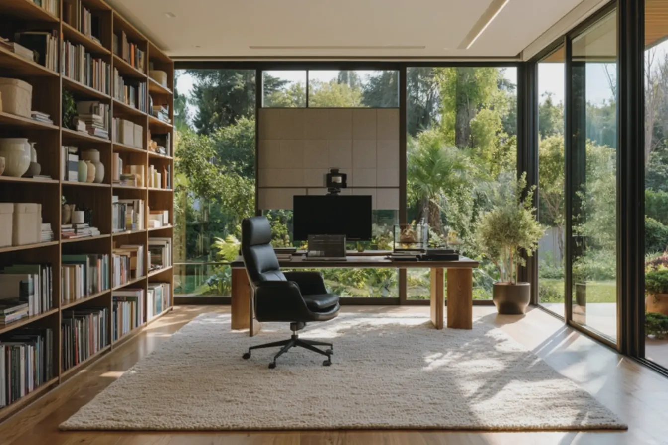cadeira-ergonomica-preta-sobre-tapete-espesso-de-algodao-cru-em-ambiente-detrabalho-com-iluminacao-natural Acústica no home office: painéis, tapetes e estantes que melhoram foco e chamadas cadeira-ergonomica-preta-sobre-tapete-espesso-de-algodao-cru-em-ambiente-detrabalho-com-iluminacao-natural Acústica no home office: painéis, tapetes e estantes que melhoram foco e chamadas