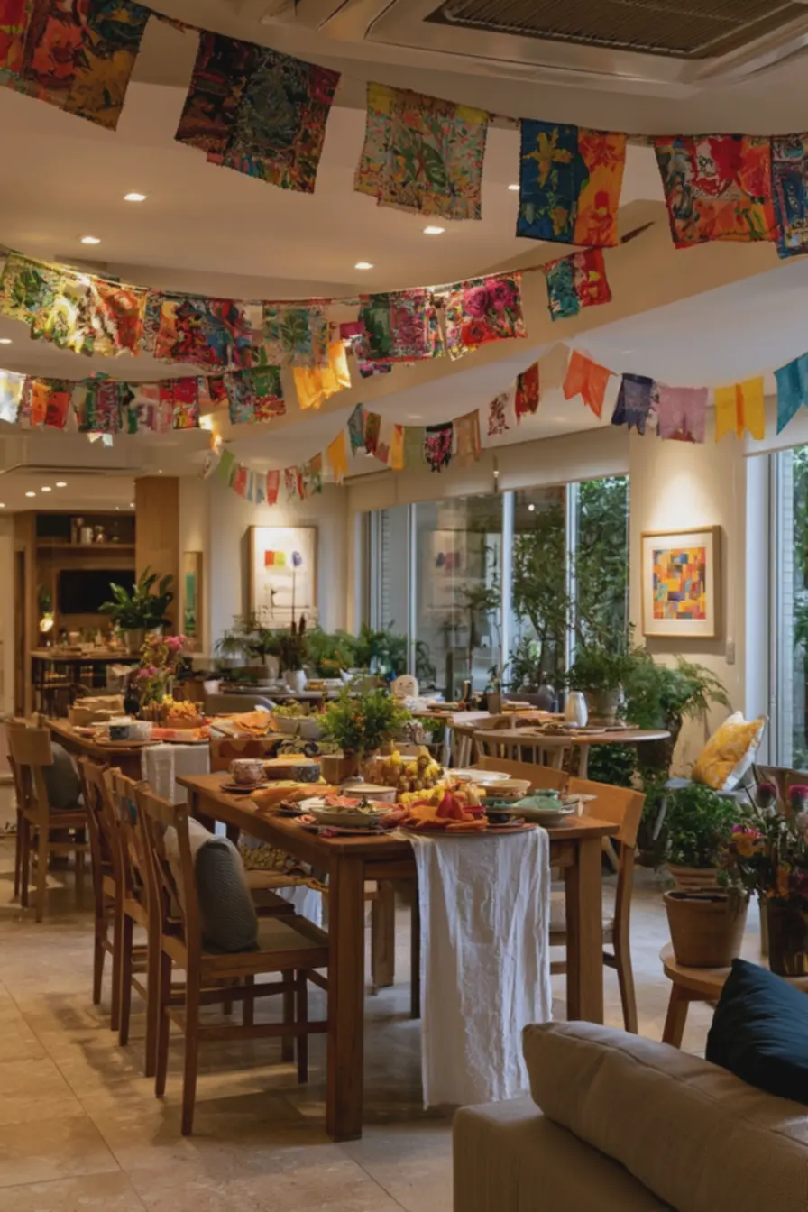 cadeiras-fixas-alinhadas-em-volta-das-mesas-dificultam-o-transito-em-festajunina-pequena-sala Festa junina em apartamento pequeno: decorações que otimizam espaço e charme cadeiras-fixas-alinhadas-em-volta-das-mesas-dificultam-o-transito-em-festajunina-pequena-sala Festa junina em apartamento pequeno: decorações que otimizam espaço e charme