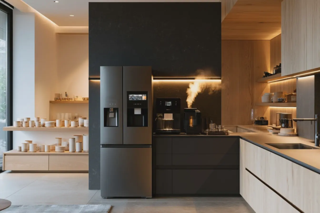 canto-de-cafe-integrado-em-cozinha-moderna-com-maquina-metalica-robusta-e-painelescuro-contrastante Máquinas grandes, espaços pequenos: equilibrando escala no canto do café canto-de-cafe-integrado-em-cozinha-moderna-com-maquina-metalica-robusta-e-painelescuro-contrastante Máquinas grandes, espaços pequenos: equilibrando escala no canto do café