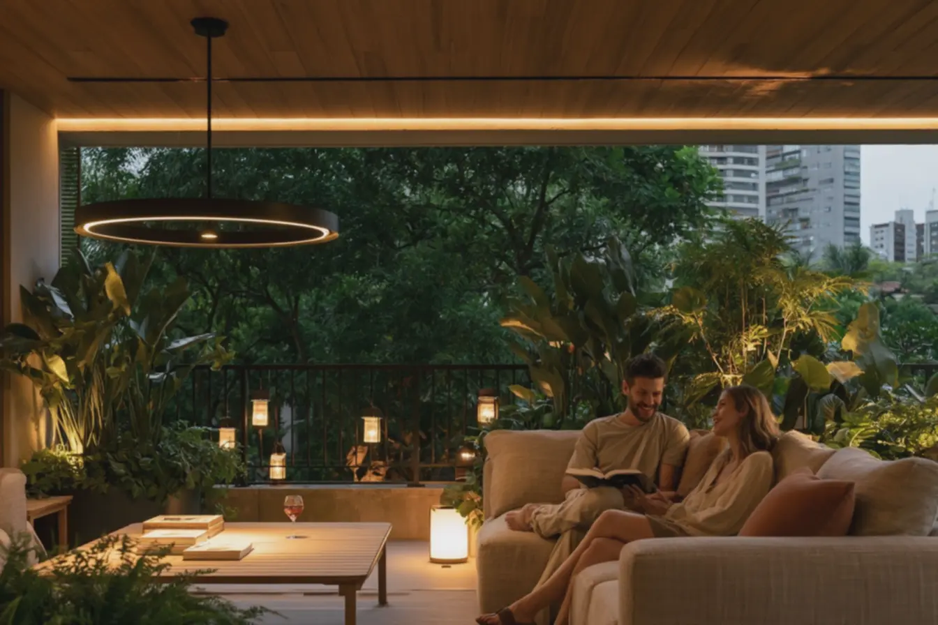 cena-de-pessoas-relaxando-em-varanda-urbana-iluminacao-quente-camadastransformam-espaco-simples-em-refugio-agradavel Iluminação para varanda: criar cantos acolhedores sem obras cena-de-pessoas-relaxando-em-varanda-urbana-iluminacao-quente-camadastransformam-espaco-simples-em-refugio-agradavel Iluminação para varanda: criar cantos acolhedores sem obras