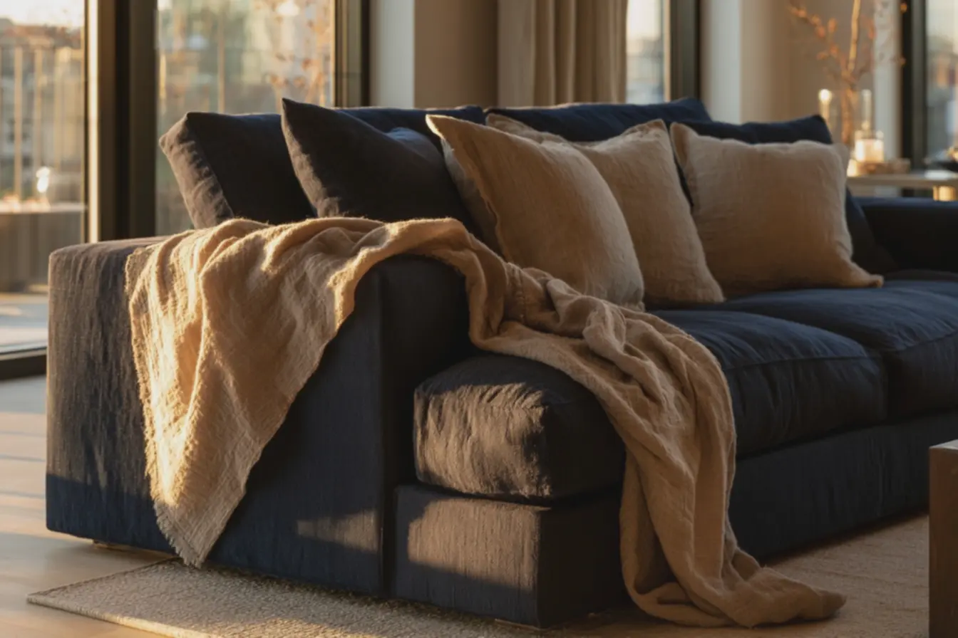 combinacao-de-almofadas-neutras-e-manta-delicada-valorizando-o-design-e-afuncionalidade-do-sofa-moderno Quando mais mantas atrapalham: evitar exageros no décor de inverno combinacao-de-almofadas-neutras-e-manta-delicada-valorizando-o-design-e-afuncionalidade-do-sofa-moderno Quando mais mantas atrapalham: evitar exageros no décor de inverno