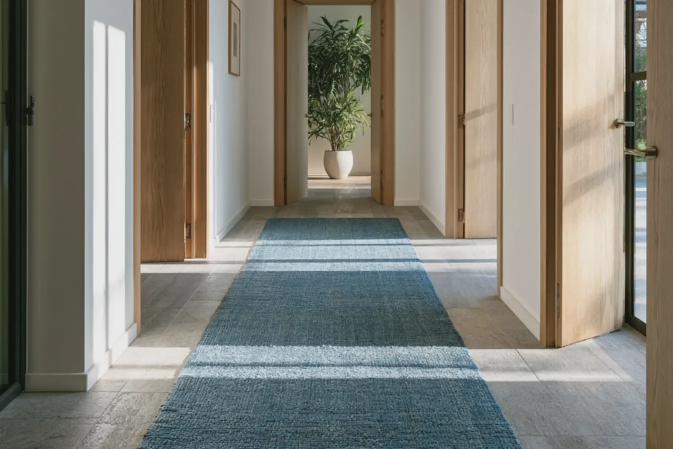 combinacao-decorativa-entre-tapete-de-fibra-resistente-e-planta-verde-emcorredor-iluminado-pela-luz-natural Como decorar com tapetes: erros comuns que podem arruinar seu espaço combinacao-decorativa-entre-tapete-de-fibra-resistente-e-planta-verde-emcorredor-iluminado-pela-luz-natural Como decorar com tapetes: erros comuns que podem arruinar seu espaço
