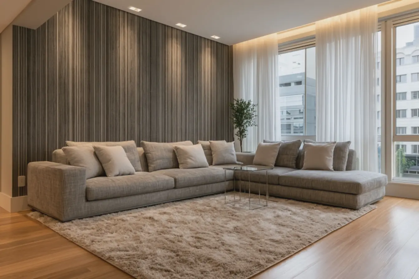 decoracao-contemporanea-com-sofa-cinza-claro-e-papel-de-parede-listrado-comodestaque-visual Papel de parede listrado: o detalhe que muda qualquer ambiente sem esforço decoracao-contemporanea-com-sofa-cinza-claro-e-papel-de-parede-listrado-comodestaque-visual Papel de parede listrado: o detalhe que muda qualquer ambiente sem esforço