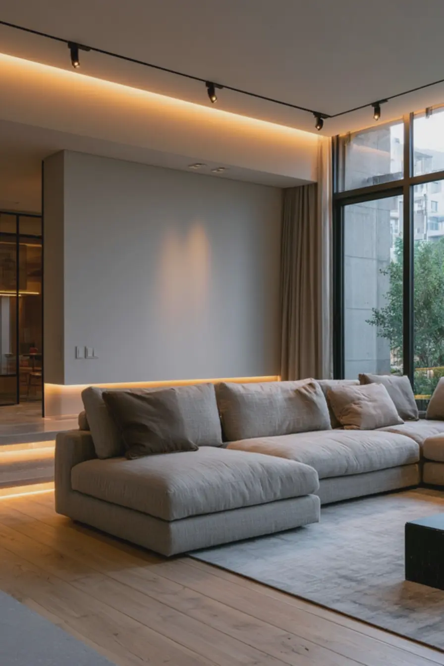 decoracao-minimalista-com-led-instalado-para-suavizar-transicao-entre-teto-eparede-em-espaco-reduzido Iluminação em camadas: onde instalar LEDs para ampliar ambientes pequenos decoracao-minimalista-com-led-instalado-para-suavizar-transicao-entre-teto-eparede-em-espaco-reduzido Iluminação em camadas: onde instalar LEDs para ampliar ambientes pequenos