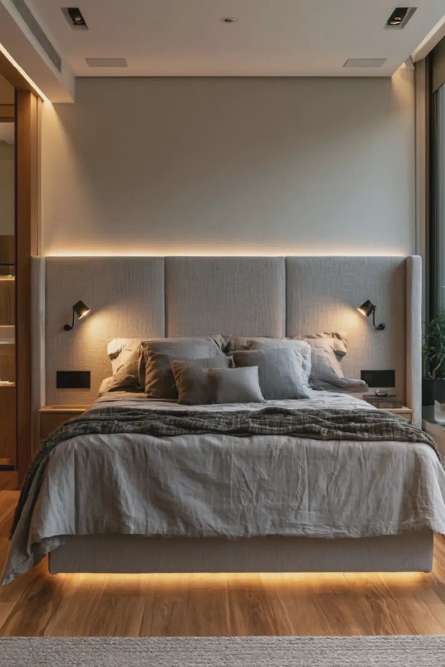 decoracao-minimalista-com-parede-clara-mesinha-de-cabeceira-e-equilibrio-entrecabeceira-e-iluminacao Cabeceiras estofadas e iluminação pontual: dupla que amplia e valoriza o quarto de casal decoracao-minimalista-com-parede-clara-mesinha-de-cabeceira-e-equilibrio-entrecabeceira-e-iluminacao Cabeceiras estofadas e iluminação pontual: dupla que amplia e valoriza o quarto de casal