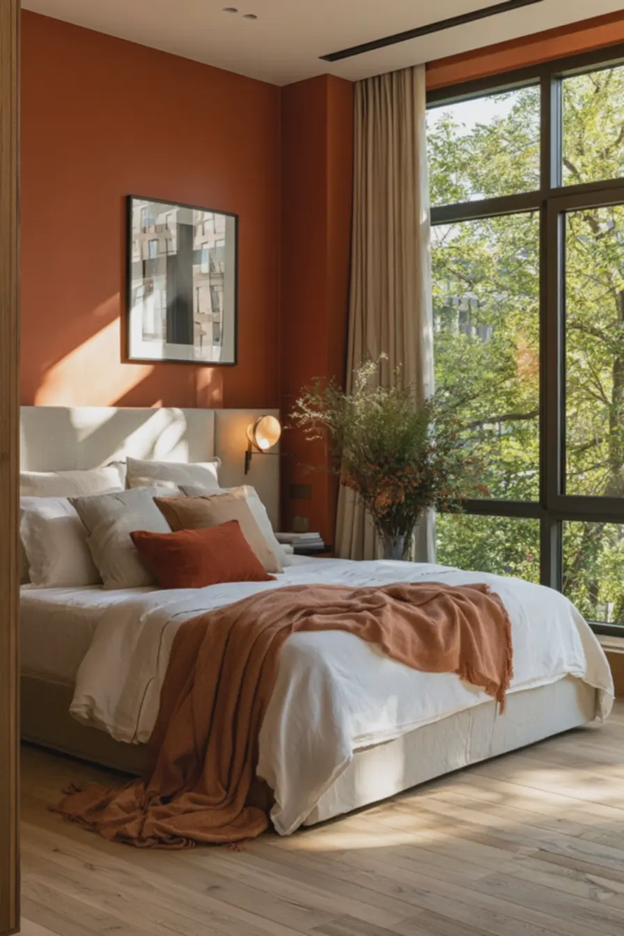 decoracao-minimalista-com-tons-neutros-e-laranja-terroso-para-relaxar-no-quarto Laranja no quarto: escolher o tom certo para dormir bem sem abrir mão do calor decoracao-minimalista-com-tons-neutros-e-laranja-terroso-para-relaxar-no-quarto Laranja no quarto: escolher o tom certo para dormir bem sem abrir mão do calor