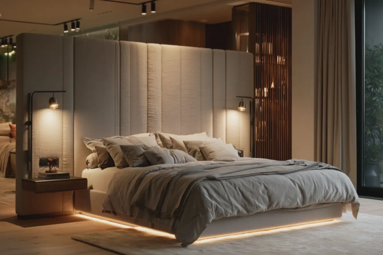 decoracao-neutra-com-roupa-de-cama-suave-tapete-claro-e-piso-de-madeira-clara-emquarto-espacoso Cabeceiras estofadas e iluminação pontual: dupla que amplia e valoriza o quarto de casal decoracao-neutra-com-roupa-de-cama-suave-tapete-claro-e-piso-de-madeira-clara-emquarto-espacoso Cabeceiras estofadas e iluminação pontual: dupla que amplia e valoriza o quarto de casal