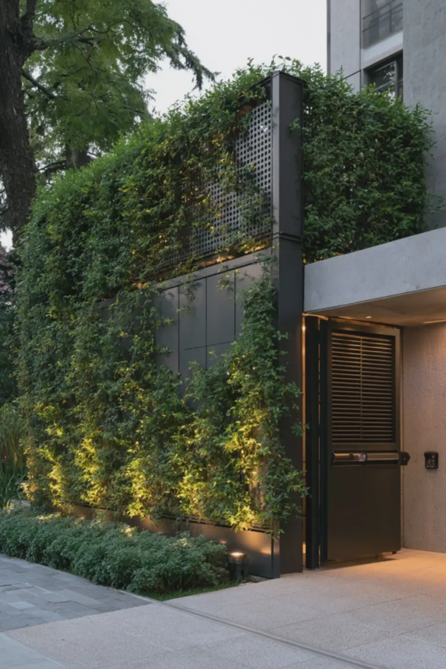 detalhe-de-painel-metalico-em-aco-galvanizado-cinza-claro-com-moldura-dealuminio Como decorar o muro da frente da sua casa detalhe-de-painel-metalico-em-aco-galvanizado-cinza-claro-com-moldura-dealuminio Como decorar o muro da frente da sua casa