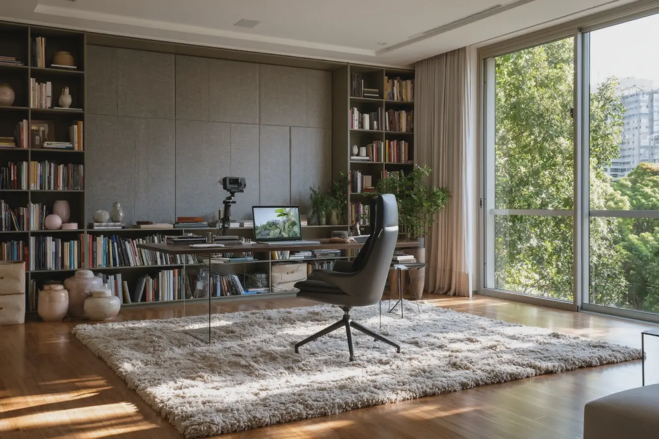 estante-com-livros-caixas-de-tecido-bege-e-ceramicas-foscas-decorativas-queajudam-no-tratamento-acustico Acústica no home office: painéis, tapetes e estantes que melhoram foco e chamadas estante-com-livros-caixas-de-tecido-bege-e-ceramicas-foscas-decorativas-queajudam-no-tratamento-acustico Acústica no home office: painéis, tapetes e estantes que melhoram foco e chamadas