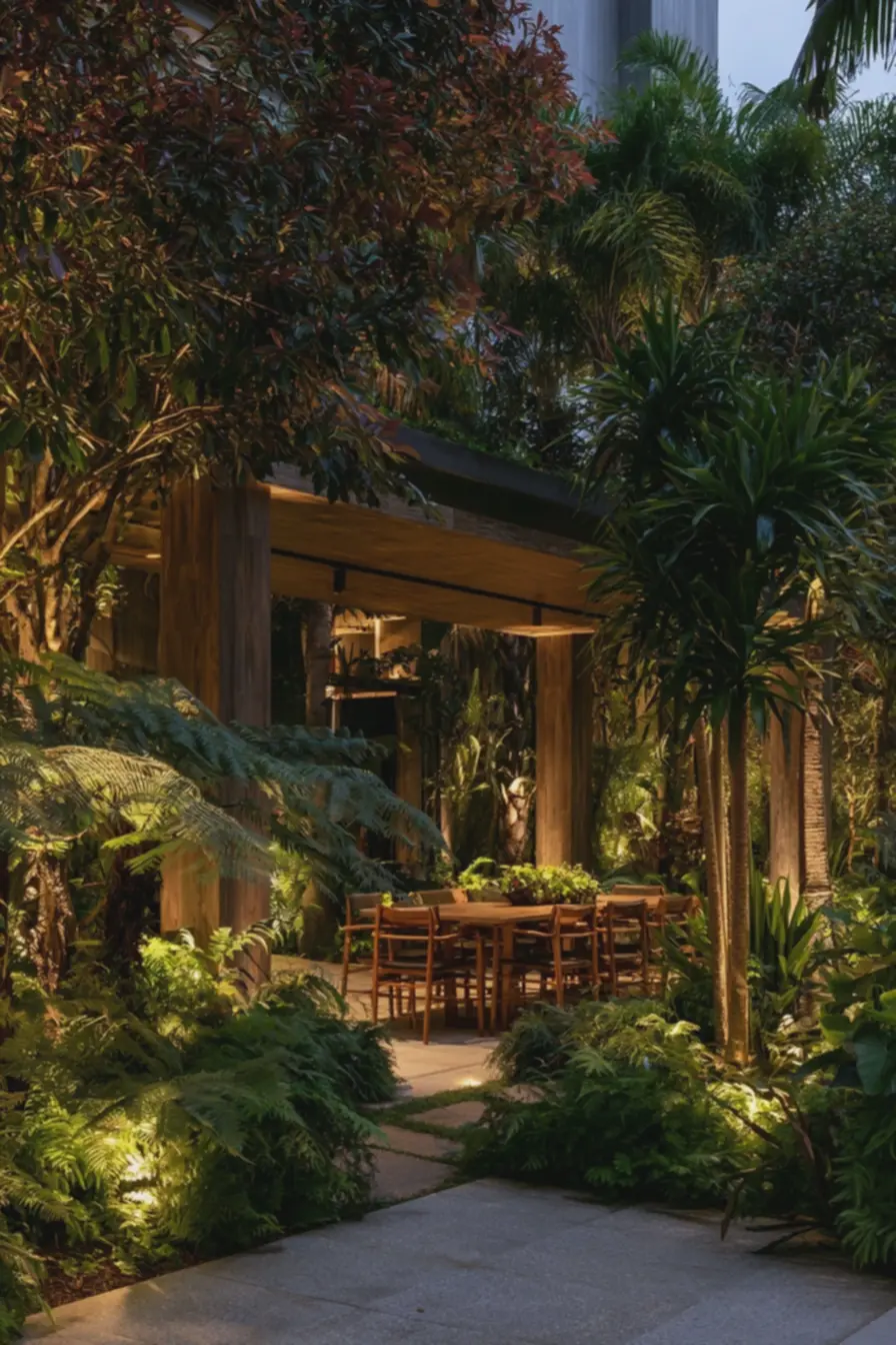 folhagens-como-samambaias-e-dracenas-realcadas-por-luz-lateral-suave-criandosombras-delicadas Luz quente ou fria no jardim: escolha de tons e intensidade para valorizar plantas folhagens-como-samambaias-e-dracenas-realcadas-por-luz-lateral-suave-criandosombras-delicadas Luz quente ou fria no jardim: escolha de tons e intensidade para valorizar plantas