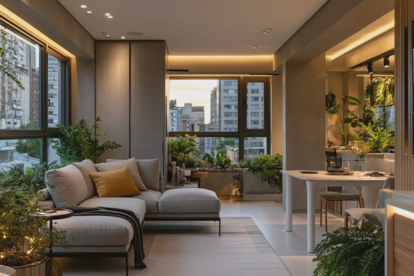 foto-de-interior-de-alto-padrao-com-sofa-modular-de-metal-preto-e-mesa-dobravelpara-ampliar-pequenos-ambientes Móveis versáteis que trazem as novas tendências de decoração para espaços compactos foto-de-interior-de-alto-padrao-com-sofa-modular-de-metal-preto-e-mesa-dobravelpara-ampliar-pequenos-ambientes Móveis versáteis que trazem as novas tendências de decoração para espaços compactos