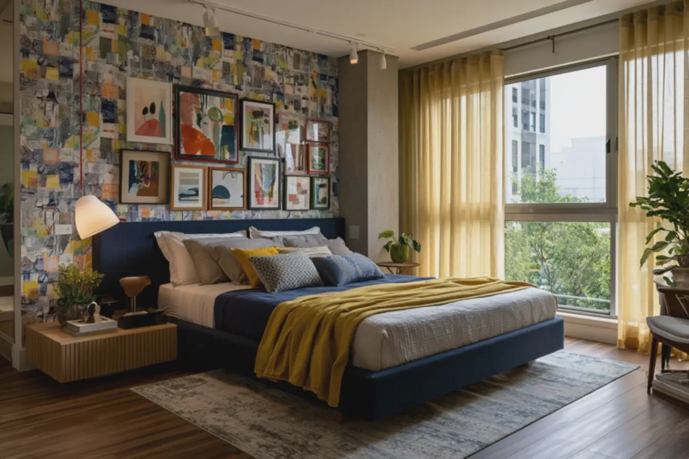 galeria-de-quadros-coloridos-pendurados-com-ganchos-adesivos-simetricos-ao-ladode-cama-com-cabeceira-azul-marinho Decorar apartamento alugado: truques simples que ninguém te conta para mudar tudo galeria-de-quadros-coloridos-pendurados-com-ganchos-adesivos-simetricos-ao-ladode-cama-com-cabeceira-azul-marinho Decorar apartamento alugado: truques simples que ninguém te conta para mudar tudo