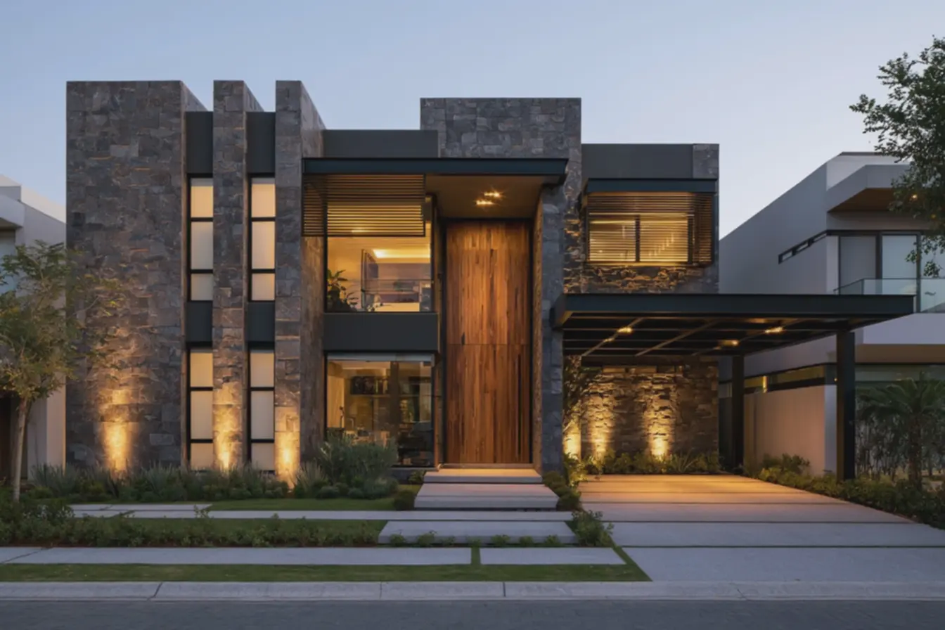 garagem-integrada-com-pergolado-metalico-preto-iluminacao-amarela-suave-emfachada-moderna-aconchegante Fachadas de casas modernas: ideias que mudam a cara da sua residência garagem-integrada-com-pergolado-metalico-preto-iluminacao-amarela-suave-emfachada-moderna-aconchegante Fachadas de casas modernas: ideias que mudam a cara da sua residência