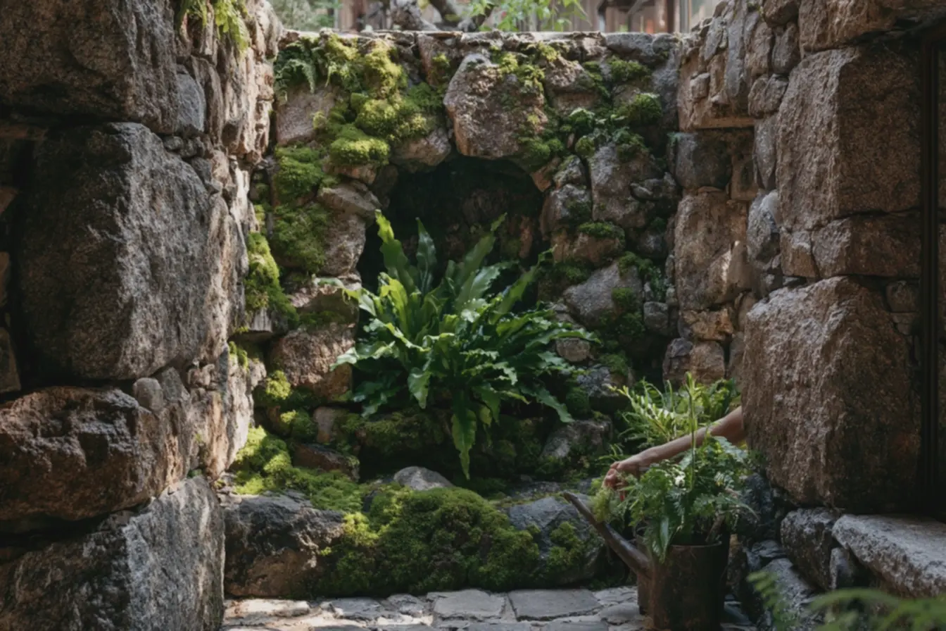 harmonia-entre-textura-granulada-da-pedra-e-folhas-onduladas-da-samambaia-aofinal-da-tarde Ambientes que surpreendem: a harmonia inesperada entre pedra natural e plantas no décor moderno harmonia-entre-textura-granulada-da-pedra-e-folhas-onduladas-da-samambaia-aofinal-da-tarde Ambientes que surpreendem: a harmonia inesperada entre pedra natural e plantas no décor moderno