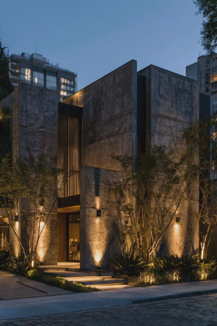 iluminacao-arquitetonica-noturna-destacando-volumes-e-profundidade-com-sombrasalongadas-em-parede-de-concreto-e-brises-lineares Fachadas modernas que brilham à noite: iluminação e efeitos que valorizam volumes iluminacao-arquitetonica-noturna-destacando-volumes-e-profundidade-com-sombrasalongadas-em-parede-de-concreto-e-brises-lineares Fachadas modernas que brilham à noite: iluminação e efeitos que valorizam volumes